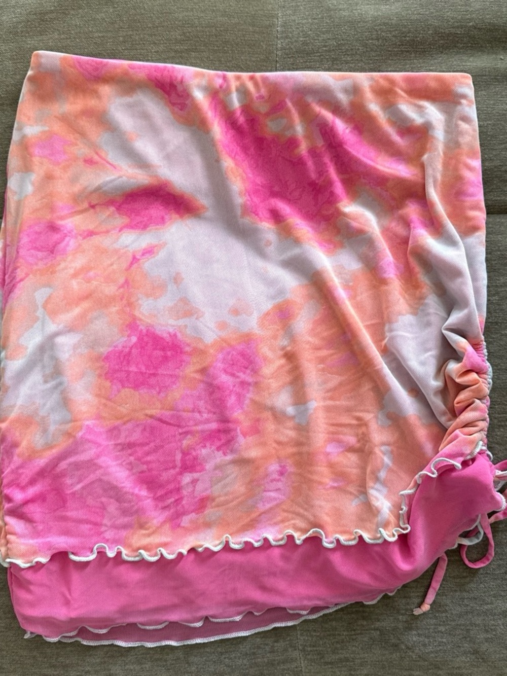 Wild Fable Pink and Peach Tie-Dye Mini Skirt with Ruched Side